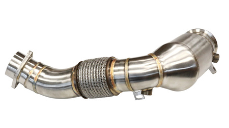 Lefolyócső a következőkhöz készült:  BMW 550i G30 BMW 750i G11 BMW G14 BMW G15 BMW G16 A TurboWorks ejtőcső 100%-ban rozsdamentes acélból készül.  Bemeneti átmérő (belső): 80mm Kimeneti átmérő (belső): 76 mm