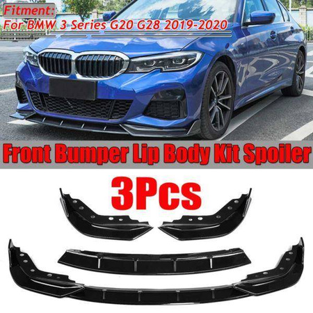 СПЛИТЕР BMW G20 19- ABS ЧЕРЕН ГЛАНЦ ТРИ ЧАСТИ