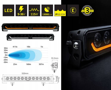 LED BAR работна лампа халоген STRANDS DARK KNIGHT IDENTITY 20" 13000lm 120W