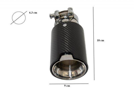 НАКРАЙНИК ОТ ВЪГЛЕРОДНИ ВЛАКНА, ГЛАНЦИРАН ФИ 9 CM/ 6,3 CM