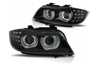 Bmw E90 E91 09-11 Drl Черни ксенонови пръстени 3d лампи